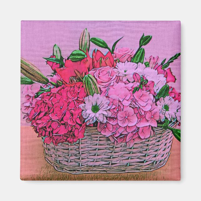 Íman Pintura na cesta das flores (Frente)