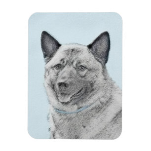 Íman Pintura Norueguesa de Elkhound - Arte Original de