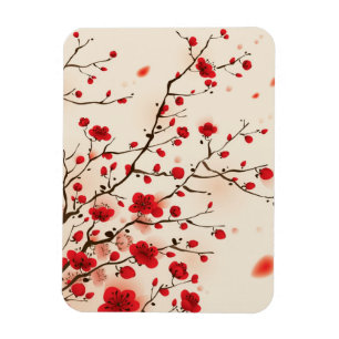 Íman Pintura oriental do estilo, flor da ameixa no