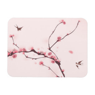 Íman Pintura oriental do estilo, flor de cerejeira