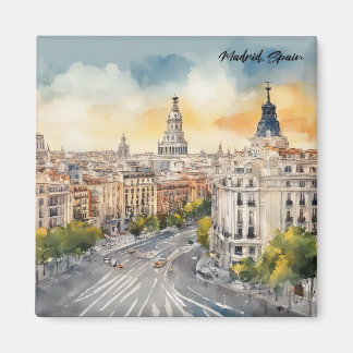 Íman Pintura por Aquarela da cidade de Espanha Madrid