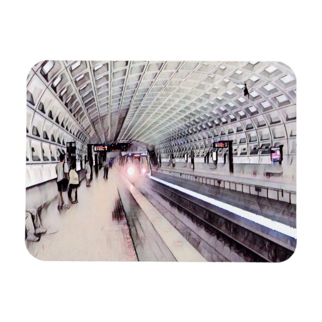 Íman Pintura por Aquarela do Metrô de Washington (Horizontal)