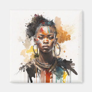 Íman Pintura Por Aquarela, Lindas Mulheres Africanas
