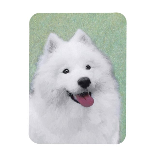 Íman Pintura Samoyed - Arte Cachorosa Original (Vertical)