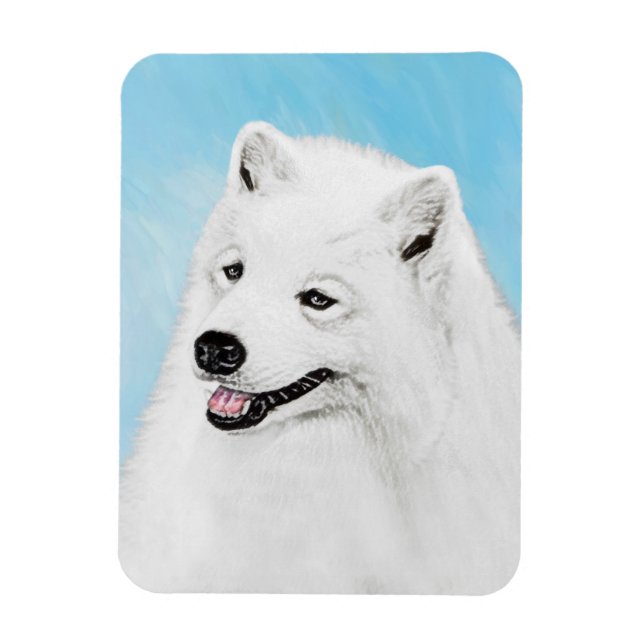 Íman Pintura Samoyed - Arte Cachorosa Original (Vertical)