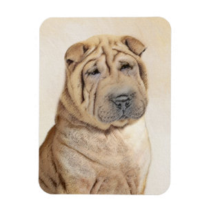 Íman Pintura Shar Pei - Arte Original de Cachorro Fofa