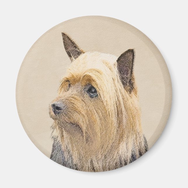 Íman Pintura Silky Terrier - Arte Cachorro Original Cac (Frente)