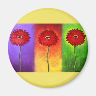 Íman Pintura vermelha da flor da margarida - multi