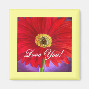 Íman Pintura vermelha da flor da margarida - multi