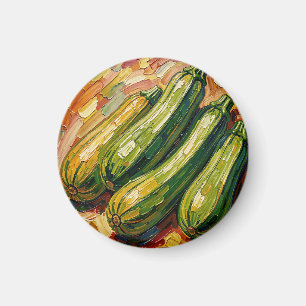 Íman Pintura Vibrante de Abobrinha com Impasto