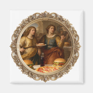 Íman Pintura Vintage da Renascença Paródia de Homens Co