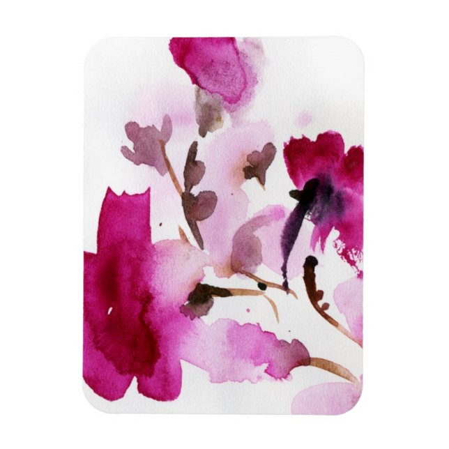 Íman pinturas de abstrato floral a aquarela 4 (Vertical)