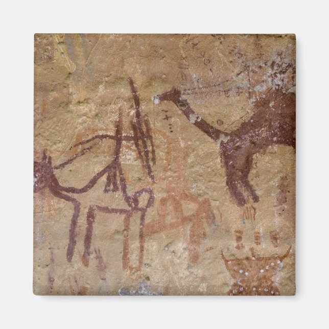 Íman Pinturas rupestres pré-históricas com camelos e (Frente)