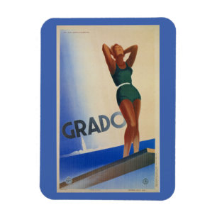 Íman Pinup italiano do poster de viagens de Grado do