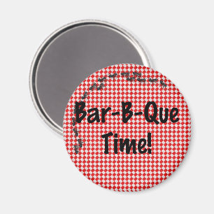 Íman Piquenique de CHURRASCO de Verão em Cloth Red Mes