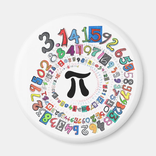 Íman Piral Colorida de Pi Calculada (Frente)
