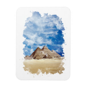 Íman Pirâmide da Arte Watercolor de Giza Egypt