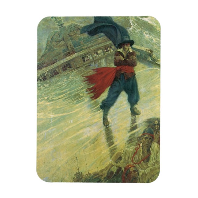 Íman Pirata Antigo, O Holandês Voador por Howard Pyle (Vertical)