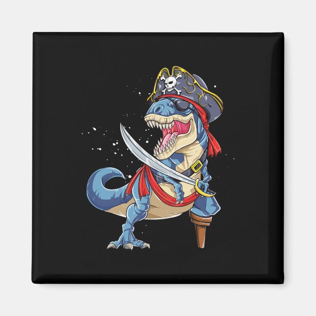 Íman Pirata do Jolly Roger do T Rex Dinossauro Dia das  (Frente)