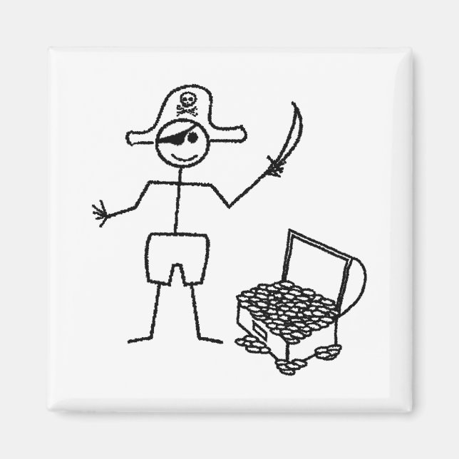 Íman Pirata Stickman Com Treasure Chest (Frente)