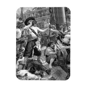 Íman Piratas antigos lutando e bebendo no navio