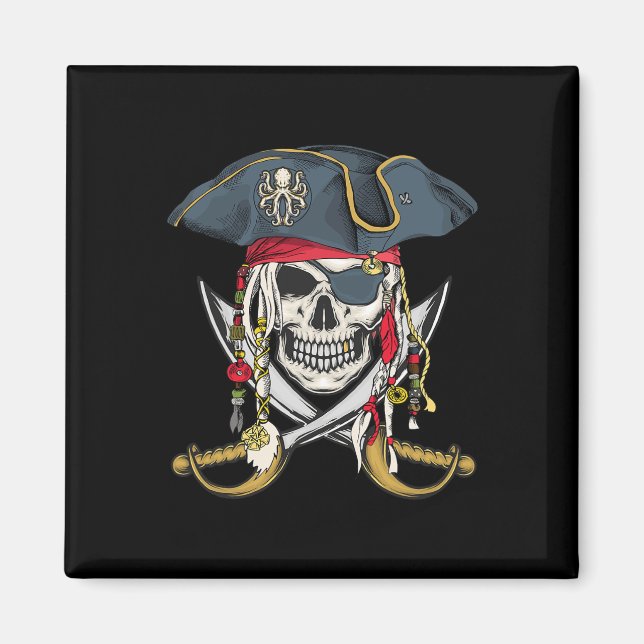 Íman Pirate Skull Halloween Meninas Meninas Crianças Ad (Frente)