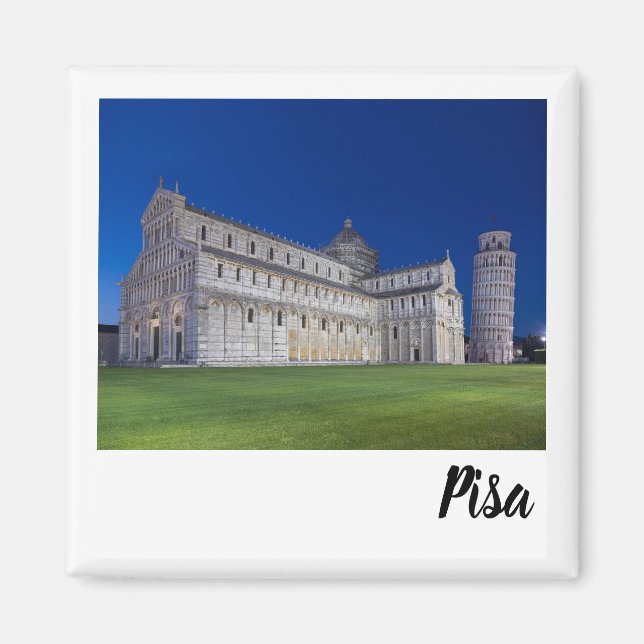 Íman Pisa Leanding Tower Night Panorama Itália Gift (Frente)