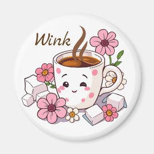 Íman Piscar os olhos! Bom dia - Café Cute Kawaii