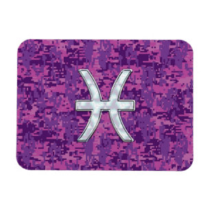 Íman Pisces Zodiac Sign on Fuchsia Digital Camo