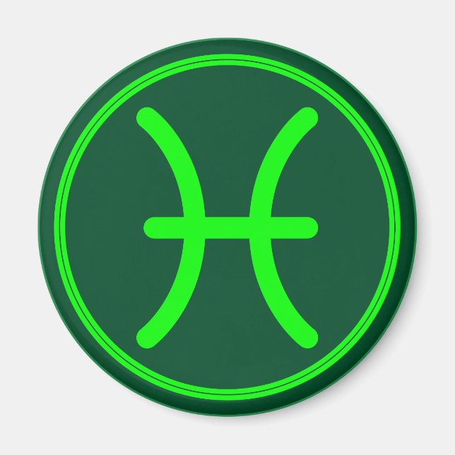 Íman Pisces Zodiac Symbol Green Contrast (Frente)