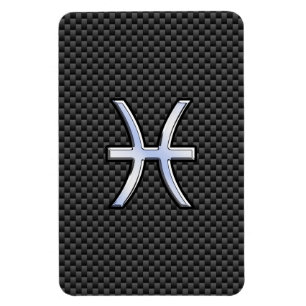 Íman Pisces Zodiac Symbol on Carbon Fiber Print