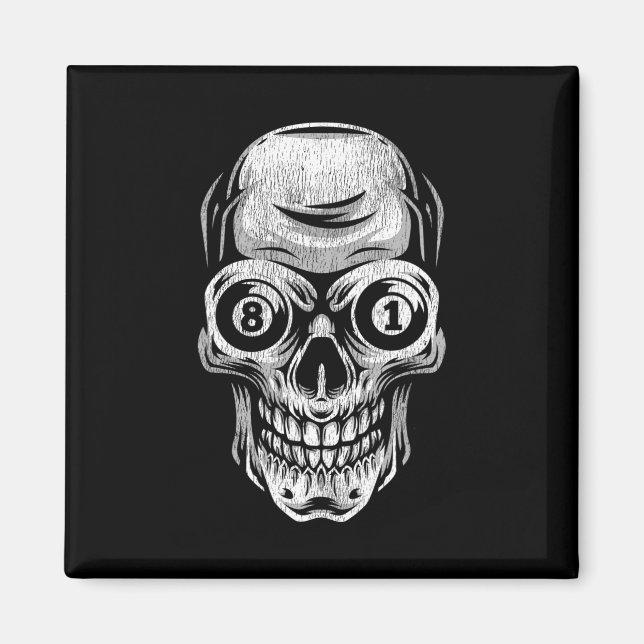 Íman Piscina Billiard Snooker Player Skull 8 E 9 (Frente)
