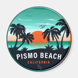 Íman Pismo Beach California Retro Sunset Souvenirs 80s