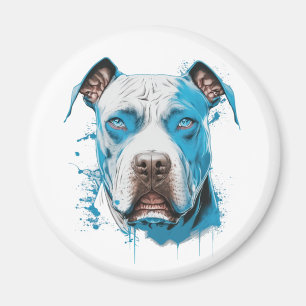 Íman Pitbull branco com olhos azuis