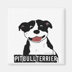 Íman Pitbull de sorriso (apenas nome preto e branco da