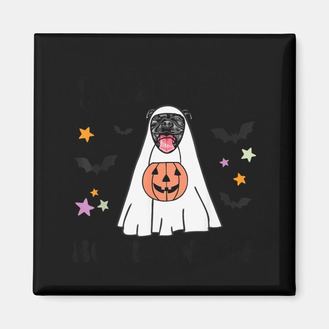 Íman Pitbull Preto Boo Fantasma Amante de Cachorro Feli (Frente)