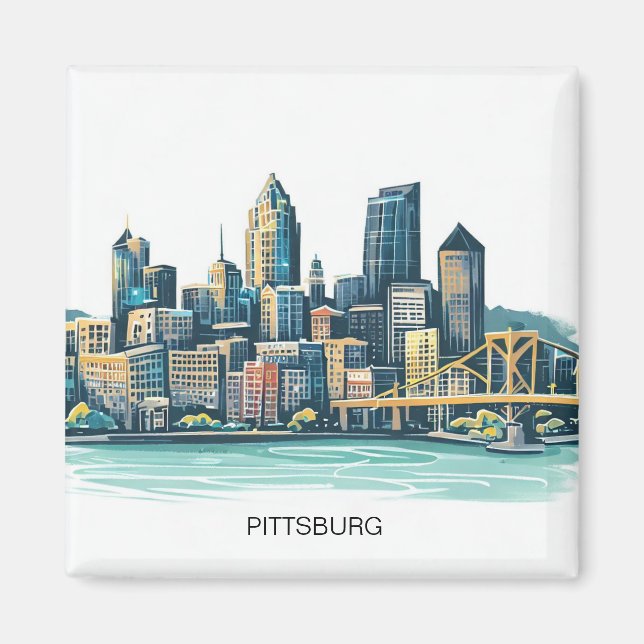 Íman Pittsburgh Cityscape (Frente)