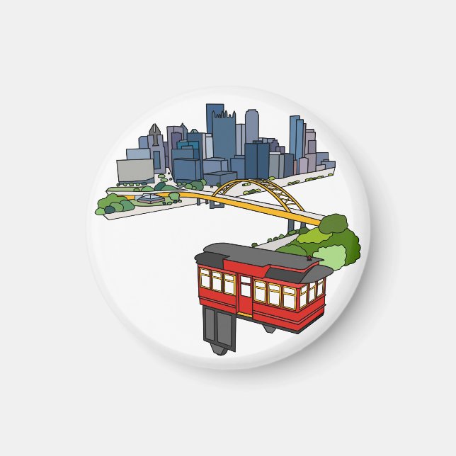 Íman Pittsburgh Pennsylvania Steel City Skyline Art Can (Frente)