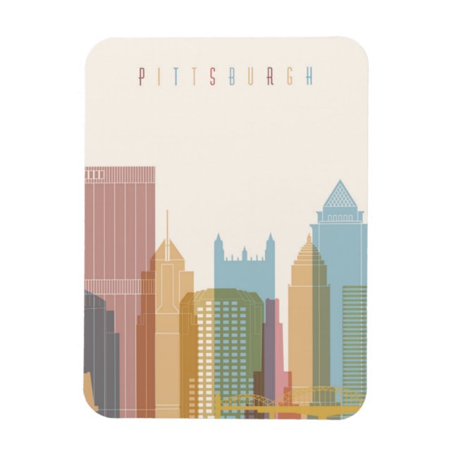 Íman Pittsburgh, Pensilvânia | Linha Skyline Cidade (Vertical)