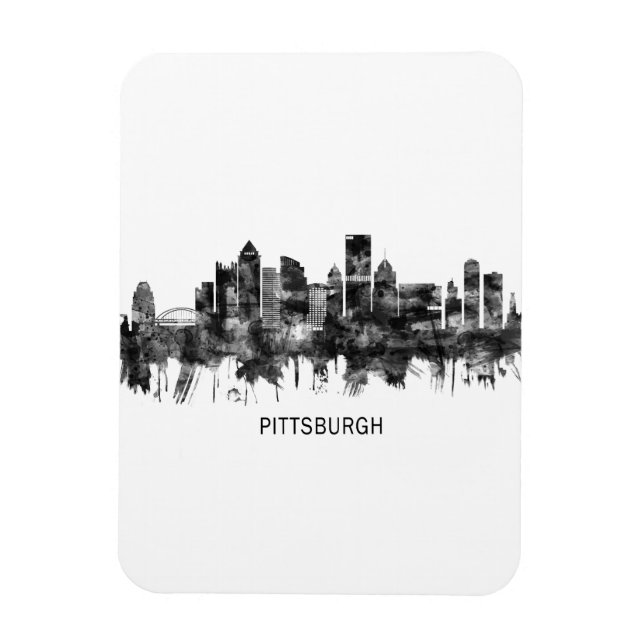 Íman Pittsburgh Pensilvânia Skyline BW (Vertical)