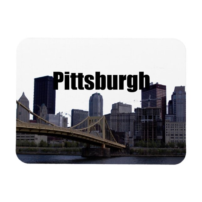 Íman Pittsburgh Skyline com Pittsburgh no Sky Magnet (Horizontal)