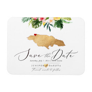 Íman PixDezines Faux Dourado Jamaica Map Magnet