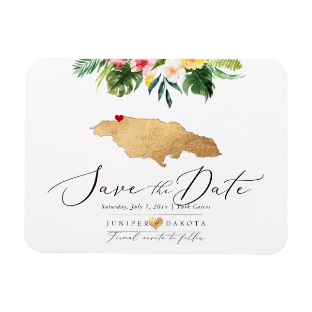 Íman PixDezines Faux Dourado Jamaica Map Magnet (Horizontal)