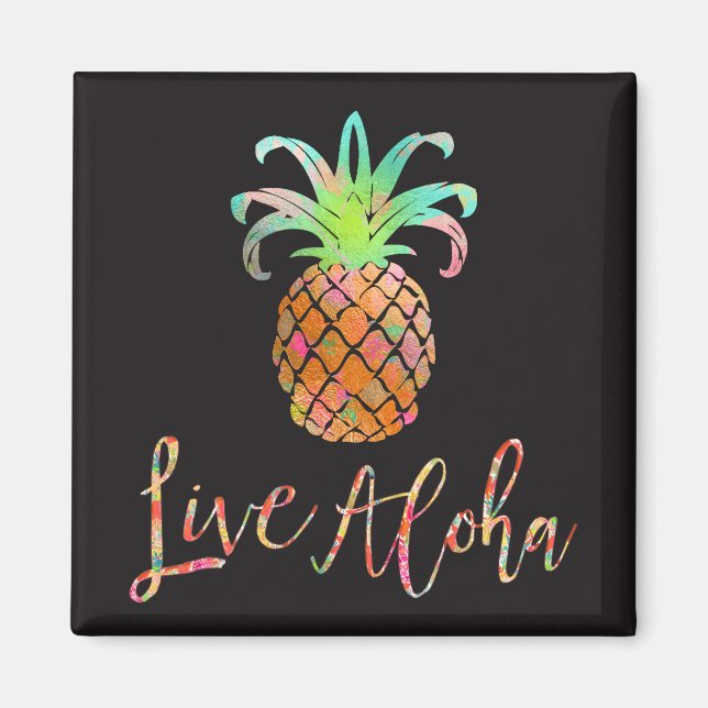 Íman PíxDezines Live Aloha Ananás/fundo DIY (Frente)