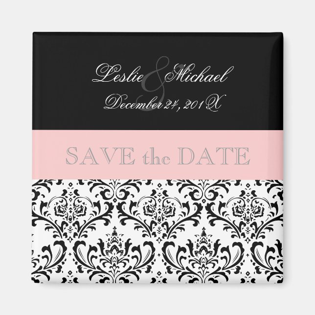 Íman PixDezines Rossi Damask, Preto+Branco (Frente)