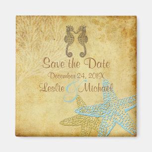 Íman PixDezines Vintage seacavalo+starfish/Save the Dat