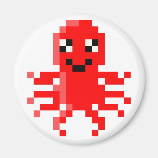 Íman Pixel Feliz Vermelho (Frente)