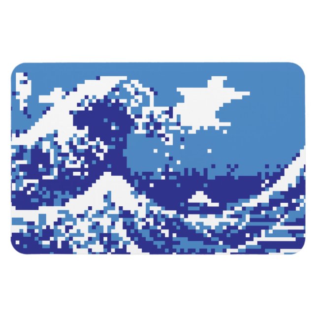 Íman Pixel Tsunami Blue 8 Bit Pixel Art (Horizontal)