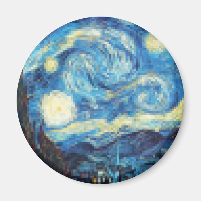 Íman Pixelada Starry Night por Van Gogh (Frente)