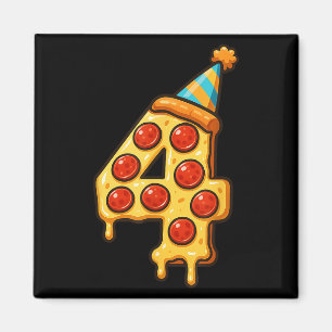 Íman Pizza 4º Aniversário Festa de 4 Anos Hábitos Hábit